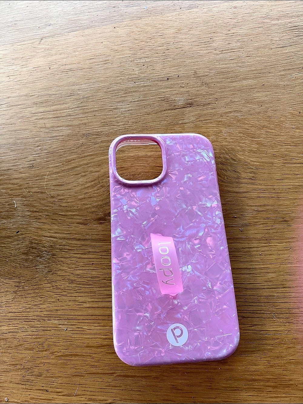 Loopy Pink Abstract iPhone 15 Case with Pouch